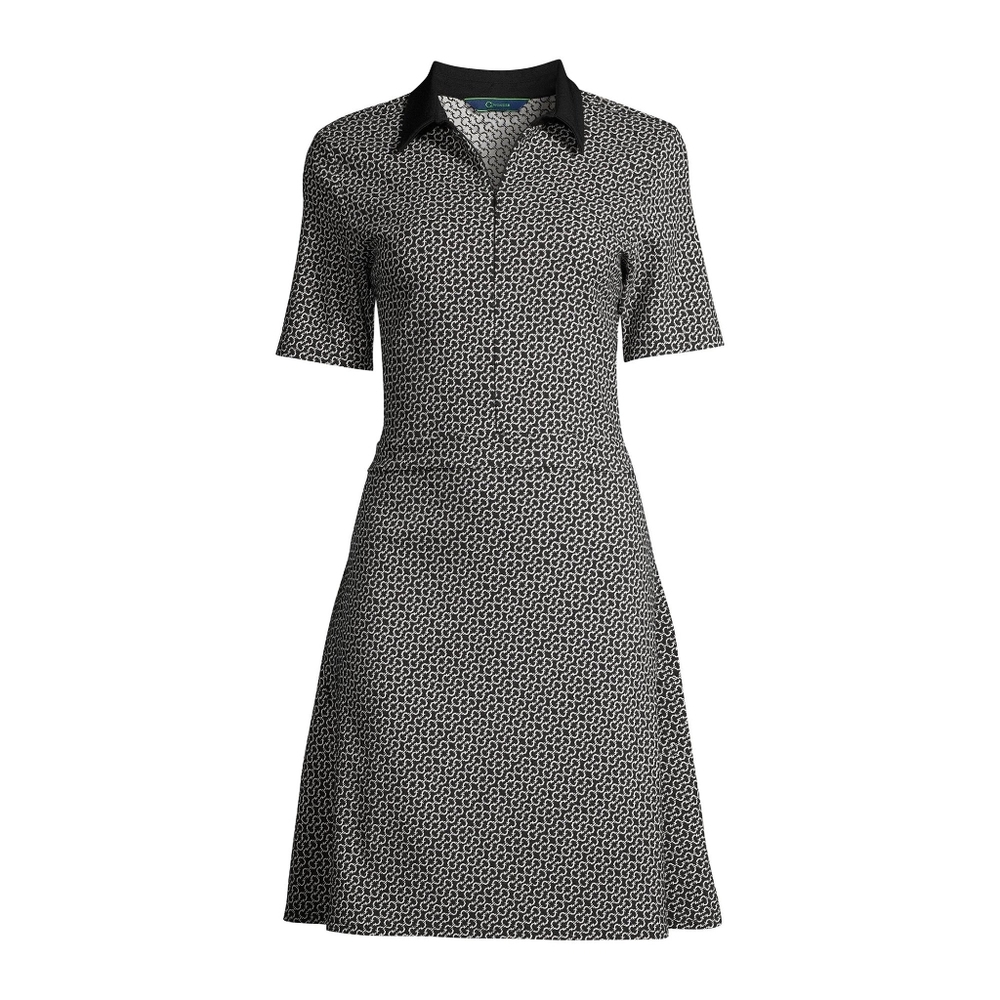 Collared Fit & Flare Jacquard Dress